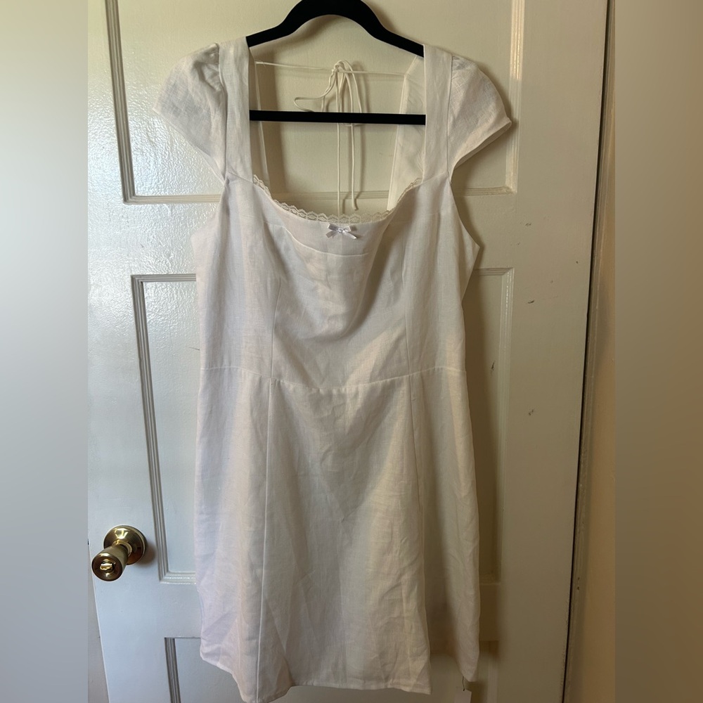 Reformation White Linen Mini Dress NWT Size 12